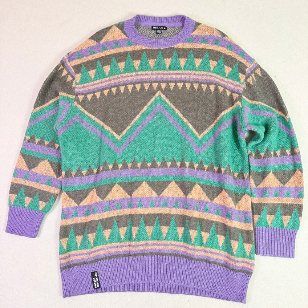 Notice The Reckless x Asa Steinars Oversized Geometric Crewneck Sweater Womens M - Picture 5 of 13